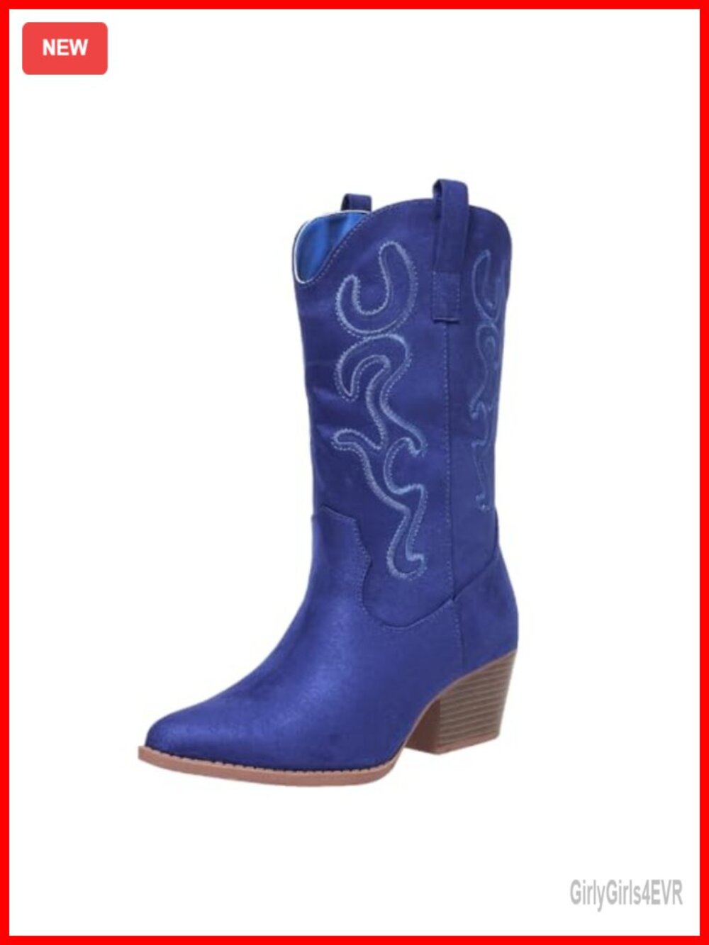 Women's Mid Calf Cowboy Boots Embroidered Pointed Toe for Country Concerts